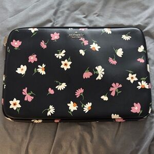 kate spade Black Floral Laptop Sleeve with Pink & White Flowers